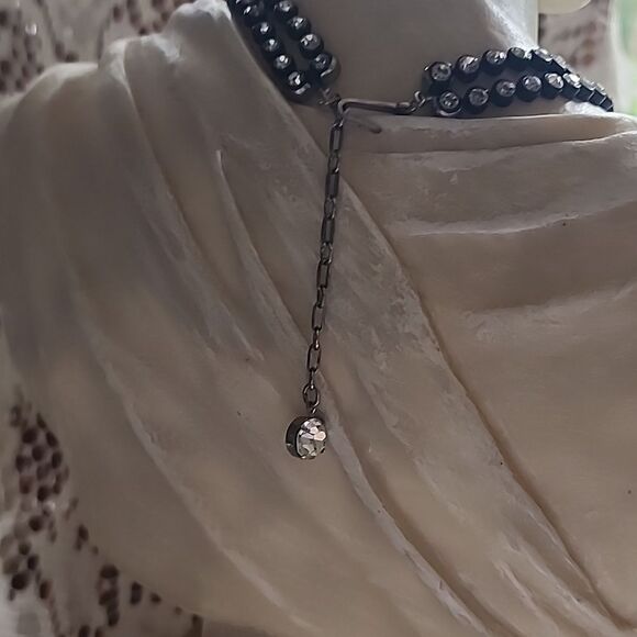 Vintage Choker Style Double Strand Rhinestone Necklace - Picture 6 of 8